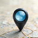 Stylizowana ikona pinezki mapy na abstrakcyjnym tle