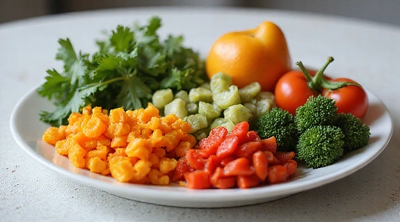 Talerz pełen kolorowych warzyw, symbolizujący zdrową dietę i detoks.